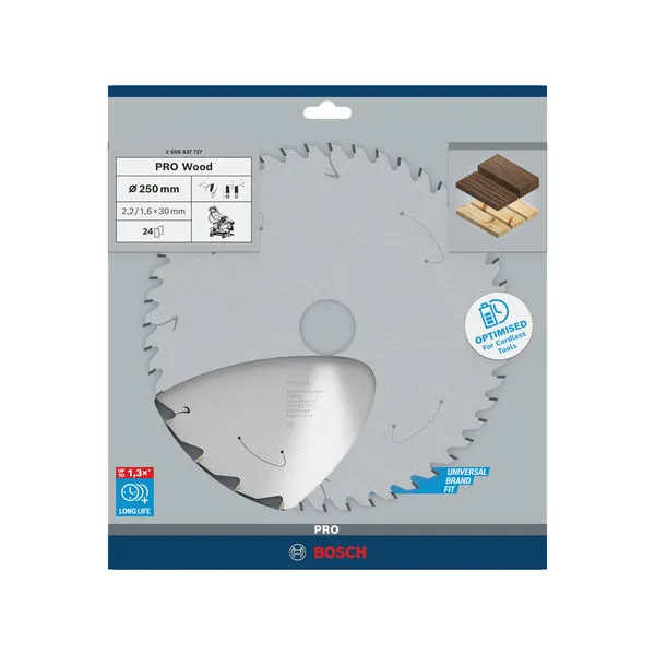 PRO Wood list akumulatorske kružne testere 250×2,2×30 mm, T24 2608837727