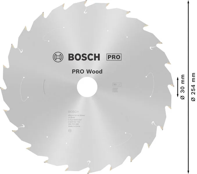 PRO Wood list akumulatorske kružne testere 254×2,2×30 mm, T24 2608837733