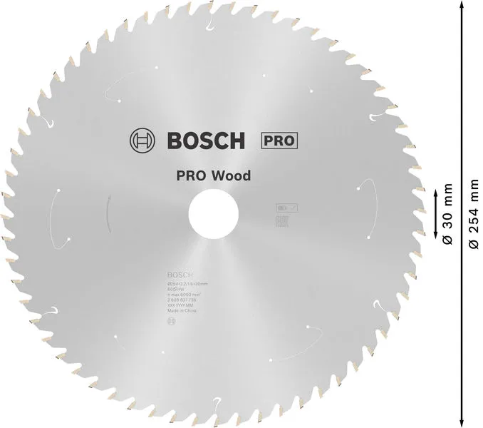 PRO Wood list akumulatorske kružne testere 254×2,2×30 mm, T60 2608837736