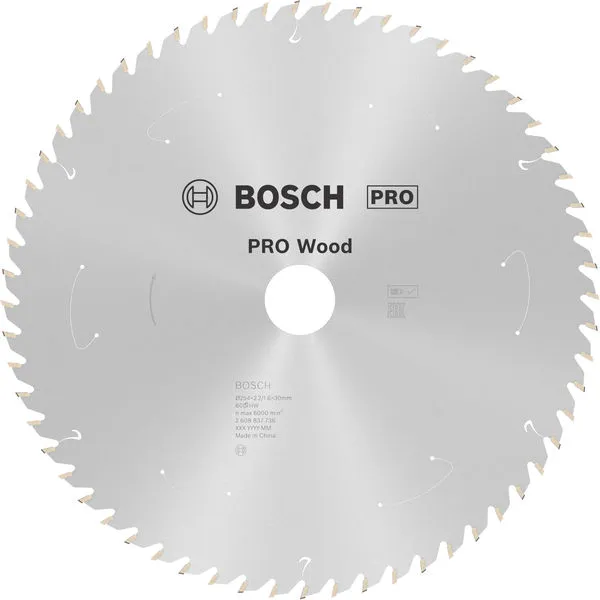 Bosch PRO Wood list akumulatorske kružne testere 254×2,2×30 mm, T60 2608837736