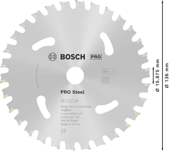 PRO Steel cordless list kružne testere 136×1,6×15,875 mm 2608837745