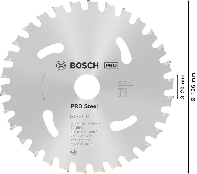 PRO Steel cordless list kružne testere 136×1,6×20 mm 2608837746