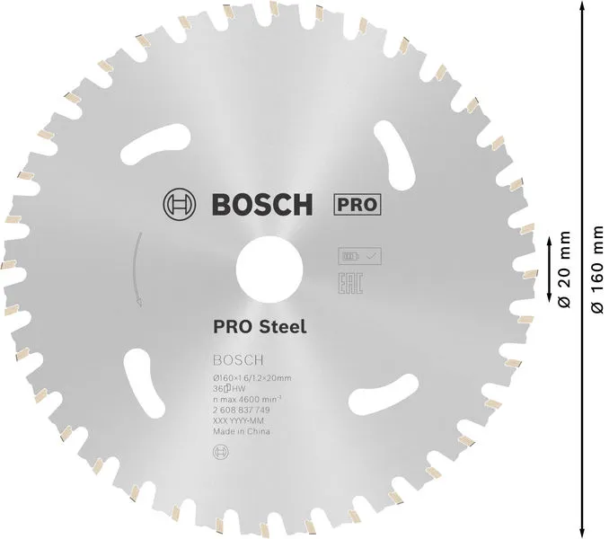 PRO Steel cordless list kružne testere 160×1,6×20 mm 2608837749