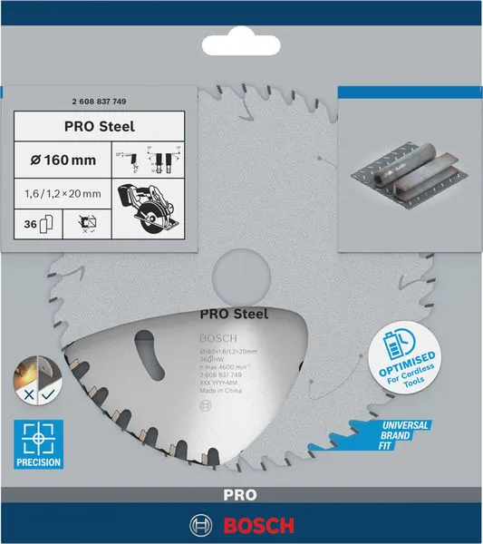 PRO Steel cordless list kružne testere 160×1,6×20 mm 2608837749