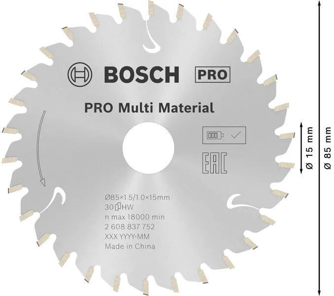 PRO Multi Material cordless list kružne testere za drvo 85×1,5×15 mm 2608837752