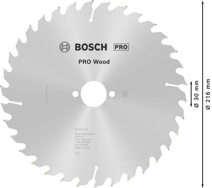 PRO Wood list kružne testere, 216×2,6×30 mm, T34 2608838409