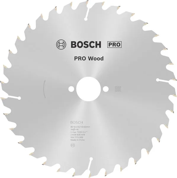 Bosch PRO Wood list kružne testere, 216×2,6×30 mm, T34 2608838409