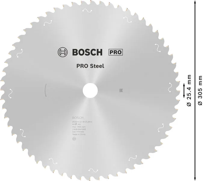 PRO Steel list kružne testere sa kablom, 305×2,2×25,4 mm, T60 2608844868