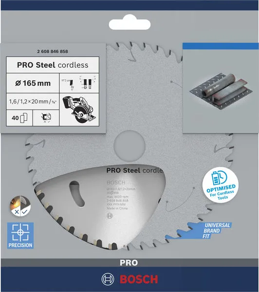 PRO Steel aku list kružne testere, 165×1,6×20 mm 2608846858