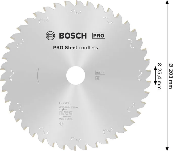 PRO Steel aku list kružne testere, 203×1,8×25,4 mm 2608846859