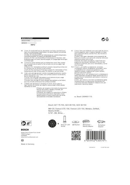 EXPERT Multihole univerzalni brusni disk 150 mm, srednji 2608900007
