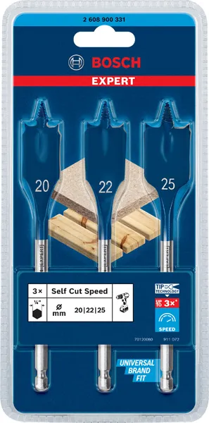 Komplet EXPERT Self Cut Speed pljosnatih burgija od 20/22/25 mm, 3 dela 2608900331
