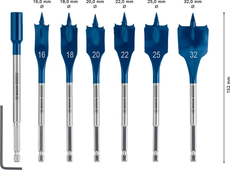 Komplet EXPERT Self Cut Speed pljosnatih burgija od 16/18/20/22/25/32 mm, 7 delova 2608900334