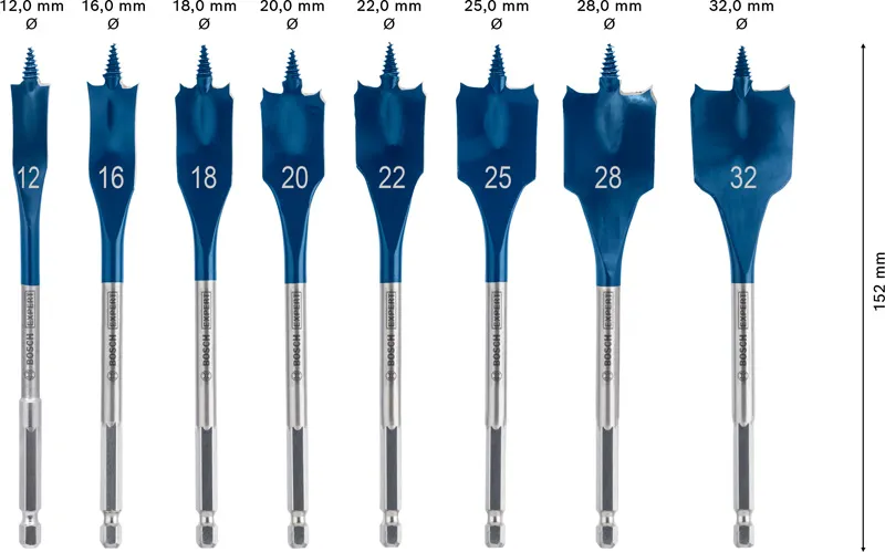 Komplet EXPERT Self Cut Speed pljosnatih burgija od 12/16/18/20/22/25/28/32 mm, 8 komada 2608900335