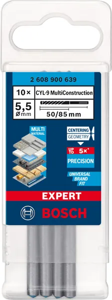 EXPERT CYL-9 MultiConstruction burgija od 5,5x50x85 mm, 10 delova 2608900639