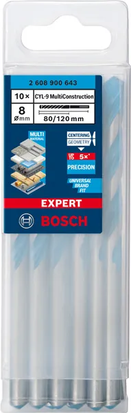 EXPERT CYL-9 MultiConstruction burgija od 8 x 80 x 120 mm, 10 delova 2608900643
