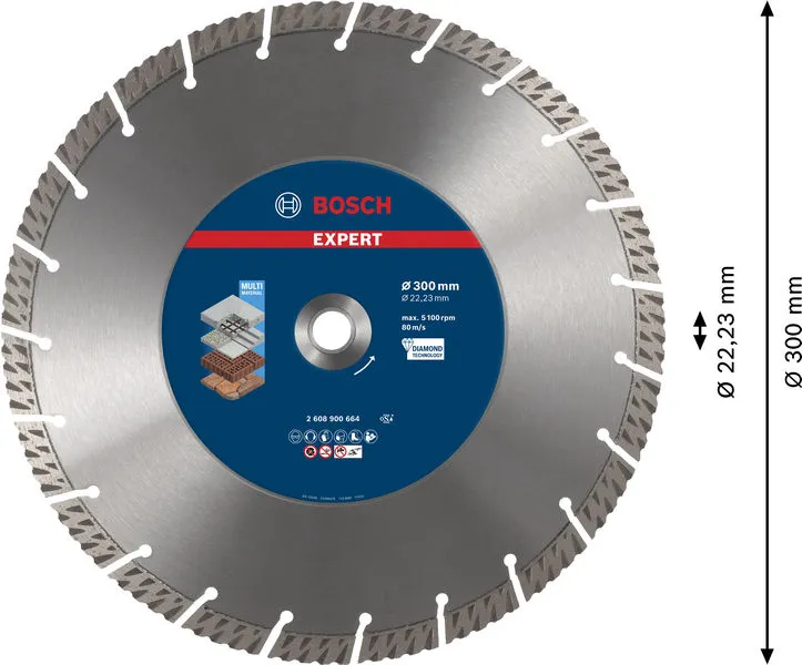 EXPERT MultiMaterial dijamantska rezna ploča od 300 x 22,23 x 2,8 x 15 mm 2608900664