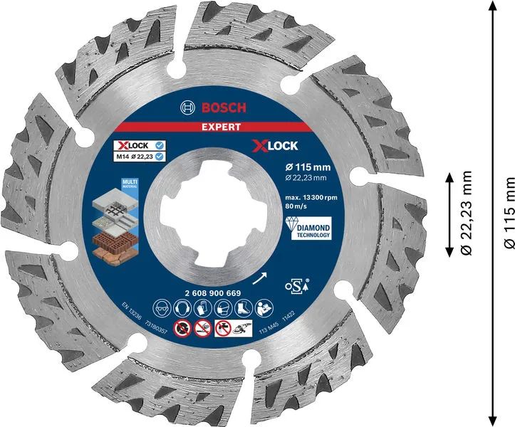 EXPERT MultiMaterial X-LOCK dijamantska rezna ploča od 115x22,23x2,4x12 mm 2608900669
