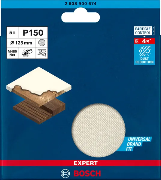 EXPERT M480 brusna mreža za rotacione brusilice od 125 mm, G 150, 5 delova 2608900674