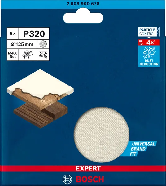 EXPERT M480 brusna mreža za rotacione brusilice od 125 mm, G 320, 5 delova 2608900678
