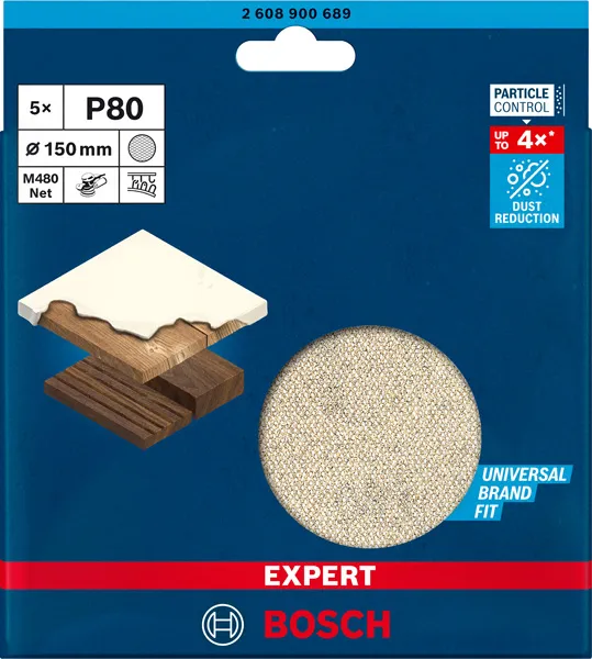 EXPERT M480 brusna mreža za rotacione brusilice od 150 mm, G 80, 5 delova 2608900689