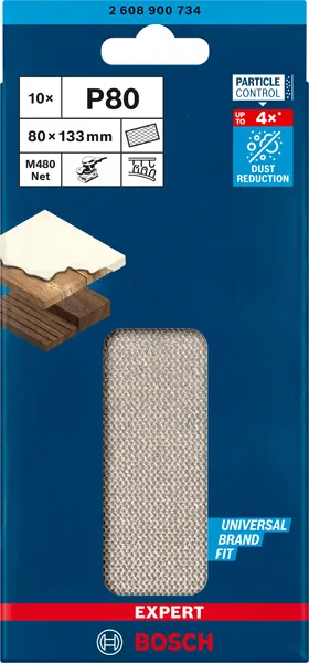 EXPERT M480 brusna mreža za vibracione brusilice od 80 x 133 mm, G 80, 10 delova 2608900734