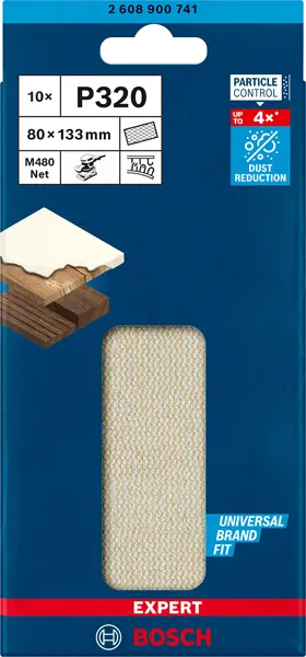EXPERT M480 brusna mreža za vibracione brusilice od 80 x 133 mm, G 320, 10 delova 2608900741