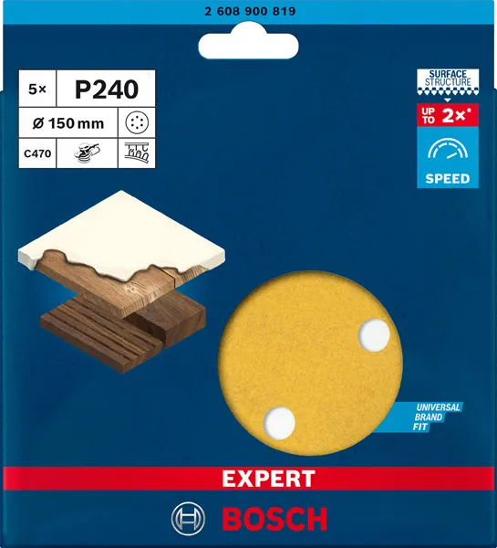 EXPERT C470 brusni papir sa 6 rupa za rotacione brusilice od 150 mm, G 240, 5 delova 2608900819