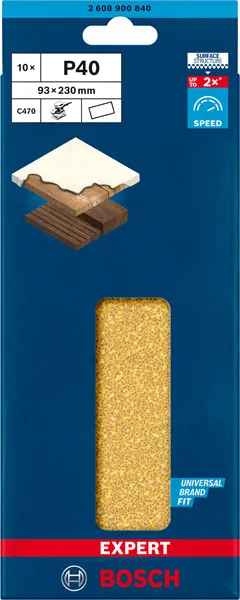 EXPERT C470 brusni papir bez rupa za vibracione brusilice od 93 x 230 mm, G 40, 10 delova 2608900840