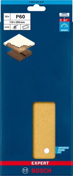 EXPERT C470 brusni papir sa 14 rupa za vibracione brusilice od 115 x 280 mm, G 60, 10 delova 2608900847