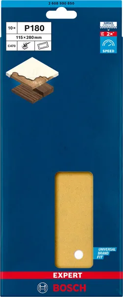 EXPERT C470 brusni papir sa 14 rupa za vibracione brusilice od 115 x 280 mm, G 180, 10 delova 2608900850