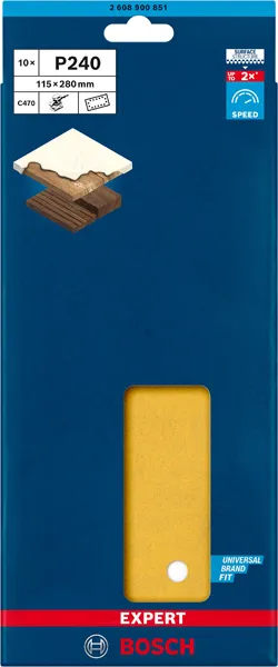 EXPERT C470 brusni papir sa 14 rupa za vibracione brusilice od 115 x 280 mm, G 240, 10 delova 2608900851
