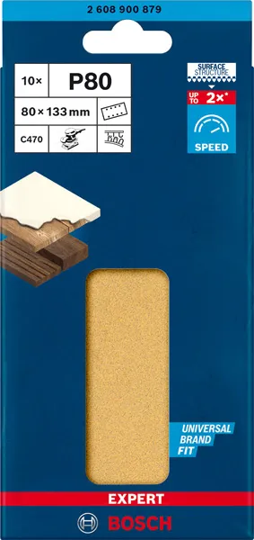 EXPERT C470 brusni papir sa 8 rupa za vibracione brusilice od 80 x 133 mm, G 80, 10 delova 2608900879