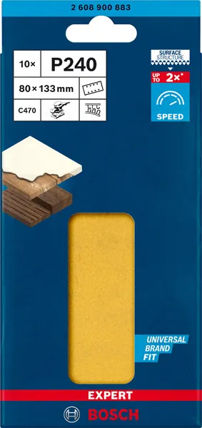 EXPERT C470 brusni papir sa 8 rupa za vibracione brusilice od 80 x 133 mm, G 240, 10 delova 2608900883