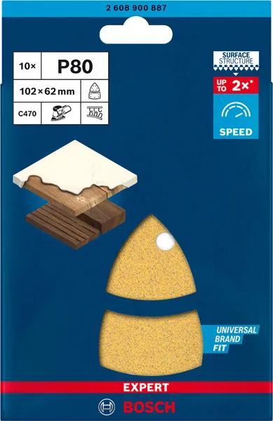 EXPERT C470 brusni papir sa 11 rupa za višenamenske brusilice od 102x62 mm, 93 mm, G 80, 10 delova 2608900887
