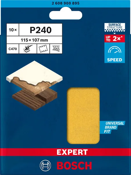 EXPERT C470 brusni papir sa 6 rupa za vibracione brusilice od 115 x 107 mm, G 240, 10 delova 2608900895