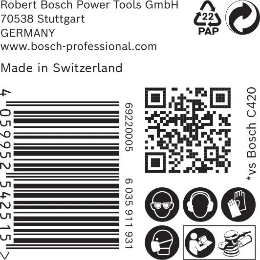 EXPERT C470 brusni papir sa 8 rupa za rotacione brusilice od 125 mm, G 180, 50 delova 2608900913