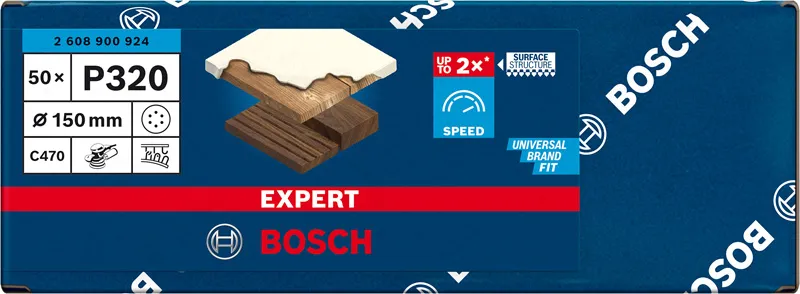 EXPERT C470 brusni papir sa 6 rupa za rotacione brusilice od 150 mm, G 320, 50 delova 2608900924