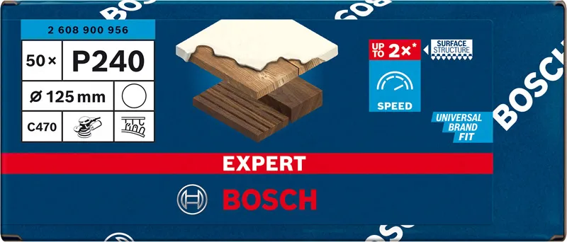 EXPERT C470 brusni papir bez rupa za ugaone brusilice i bušilice od 125 mm, G 240, 50 delova 2608900956