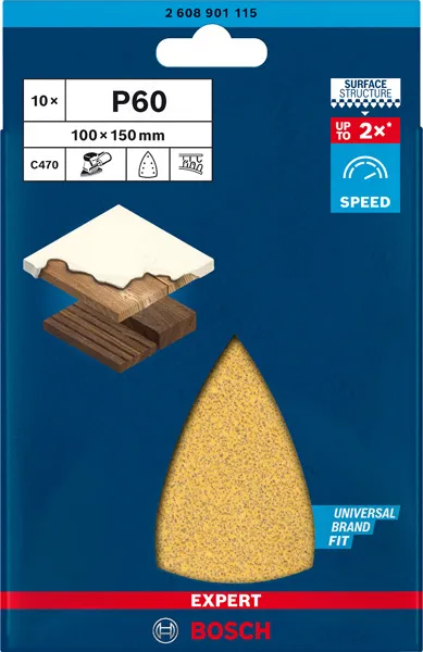 EXPERT C470 brusni papir sa 7 rupa za višenamenske brusilice od 100x150 mm, G 60, 10 delova 2608901115