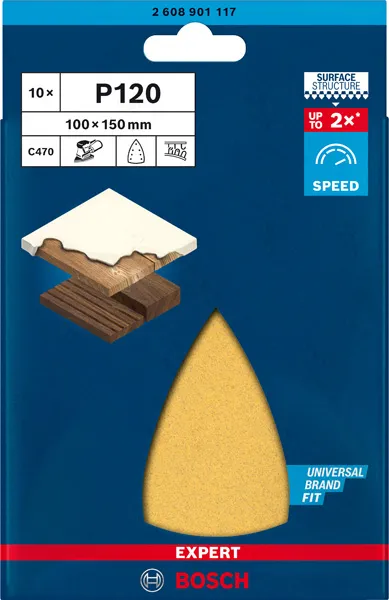 EXPERT C470 brusni papir sa 7 rupa za višenamenske brusilice od 100x150 mm, G 120, 10 delova 2608901117