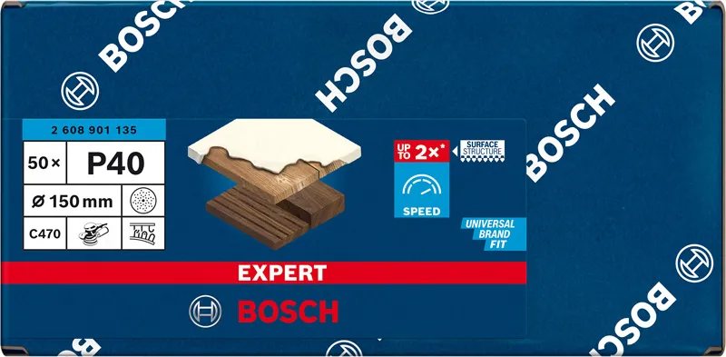 EXPERT C470 brusni papir sa više rupa za rotacione brusilice od 150 mm, G 40, 50 delova 2608901135