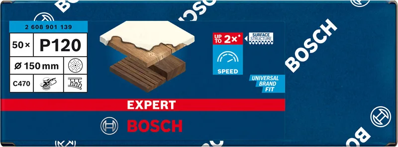 EXPERT C470 brusni papir sa više rupa za rotacione brusilice od 150 mm, G 120, 50 delova 2608901139
