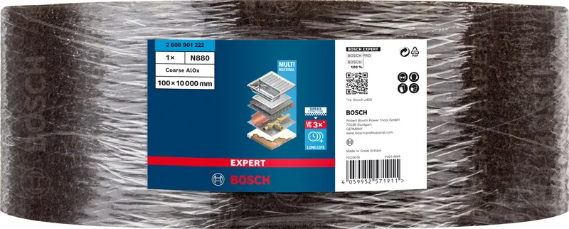 EXPERT N880 rolna od filca za ručno brušenje od 100 mm x 10 m, gruba A 2608901222