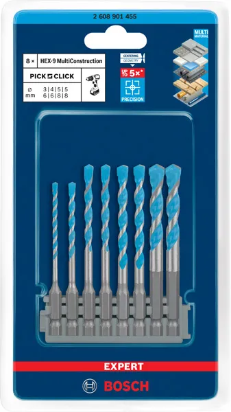 EXPERT HEX-9 MultiConstruction Pick & Click komplet 3–8 mm 2608901455