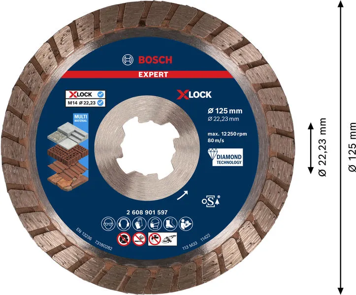 EXPERT MultiMaterial X-LOCK dijamantska rezna ploča od 125 x 22,23 x 2,4 x 12 mm 2608901597