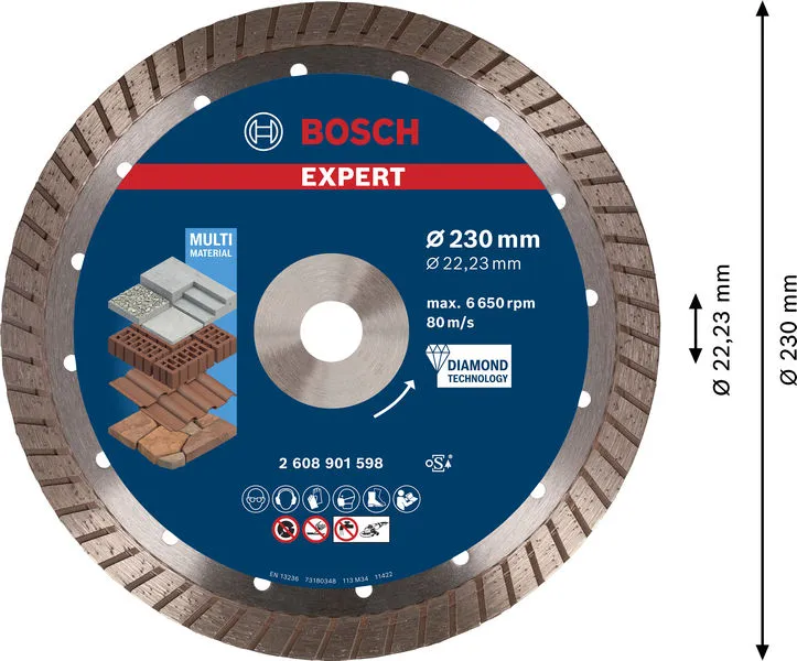EXPERT MultiMaterial dijamantska rezna ploča od 230 x 22,23 x 2,4 x 15 mm 2608901598