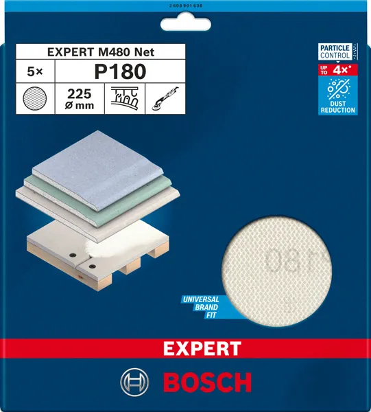 EXPERT M480 brusna mreža od 225 mm, G 180, 5 delova 2608901638