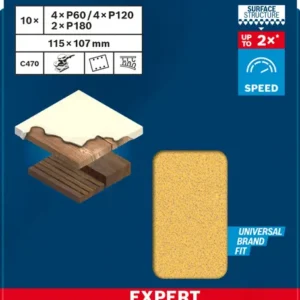 Komplet EXPERT C470 brusnih papira 115 x 107 mm, G 60/120/180, 10 komada 2608901668