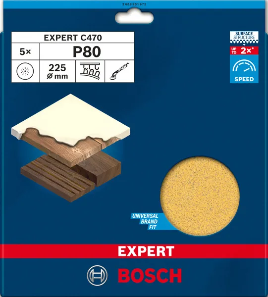EXPERT C470 brusni papir od 225 mm, G 80, 5 komada 2608901672